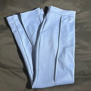 Pleated Baby Blue Work Slacks - Wide Leg